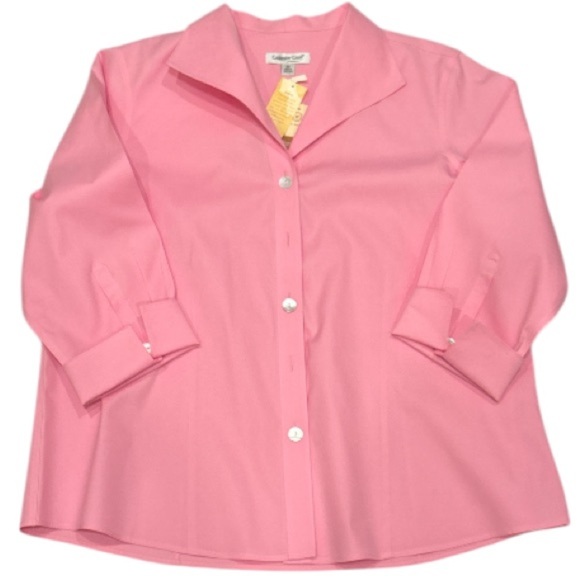 Coldwater Creek NWT Pink Wrinkle‎ Resistant Blouse, Size 2X. - Picture 1 of 8
